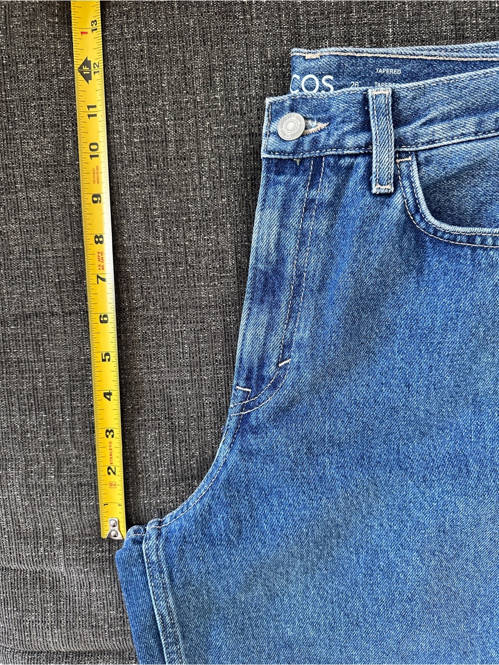 COS Tapered Leg High Rise Ankle Jeans Blue Denim Size 26 - Picture 12 of 13